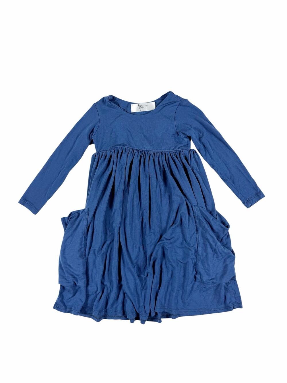 Remie Girl Blue Pocket Day Dress Modal Rayon Long Sleeve Girls Size 4